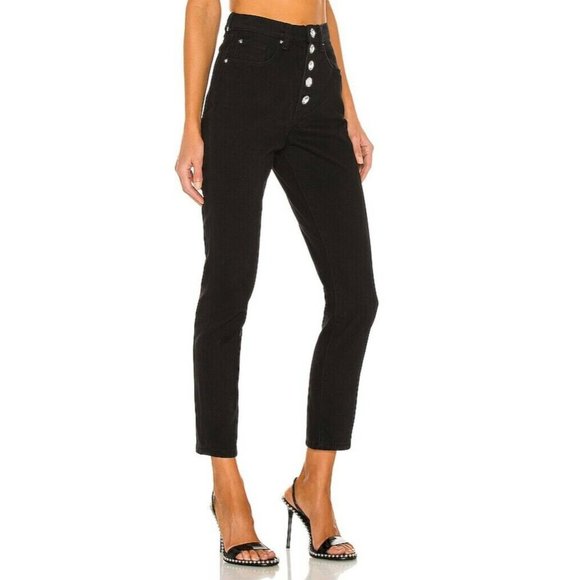 WeWoreWhat The Danielle Crystal Straight in Black Jeans Revolve NWOT $168 - Picture 2 of 7